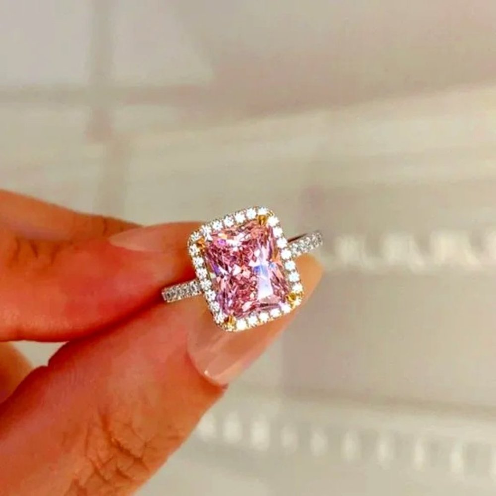 3 Carat Radiant Cut Ring, 925 Sterling Silver